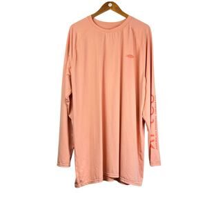 AFTCO Orange Aftech Geaux Fly Long Sleeve Moisture Wicking Outdoor Fishing Shirt